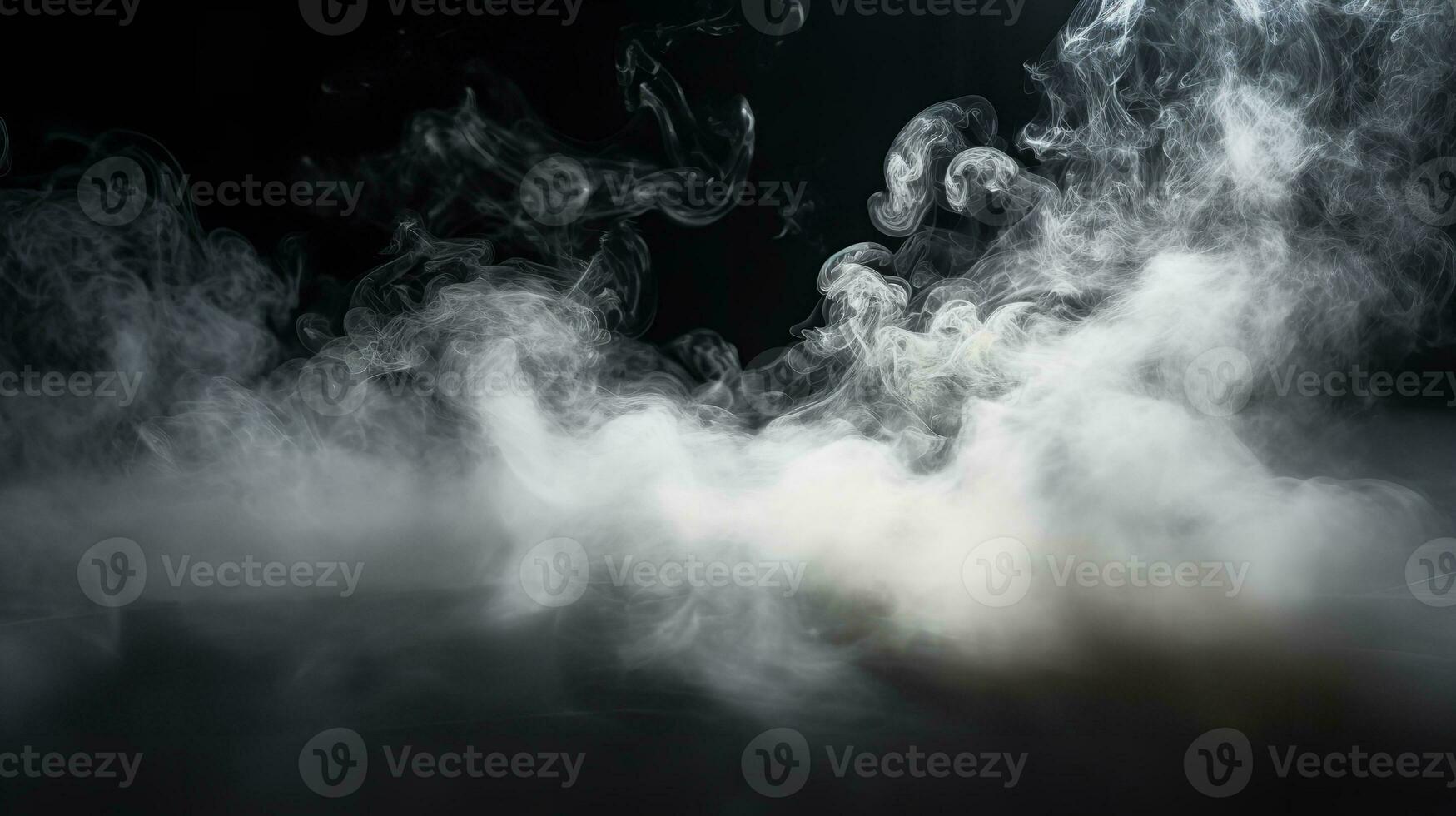 Black background with gray smoke a horror vibe, Generative AI. photo