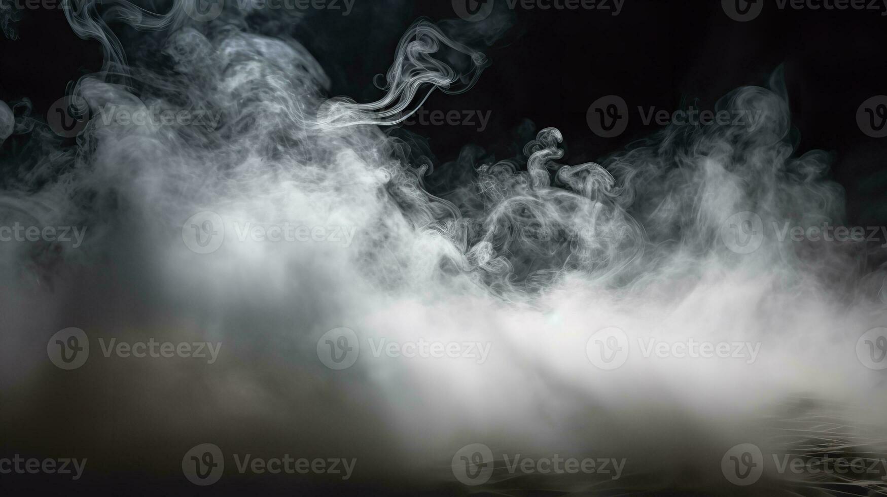 Black background with gray smoke a horror vibe, Generative AI. photo