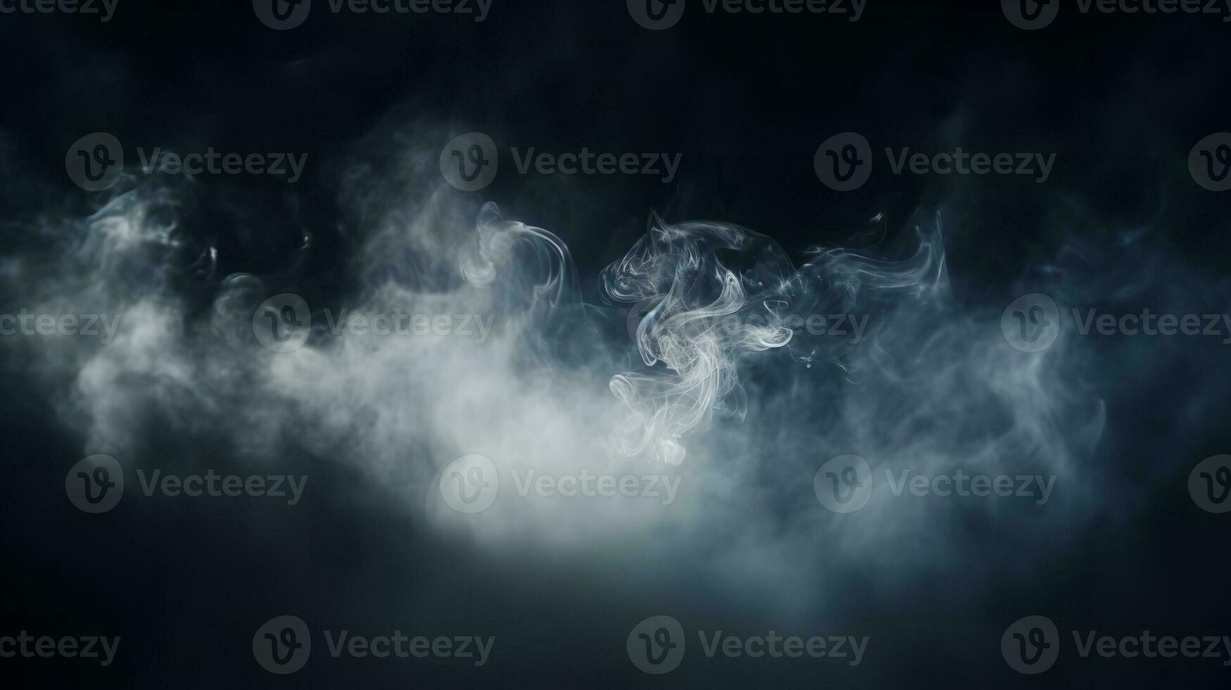 Black background with gray smoke a horror vibe, Generative AI. photo