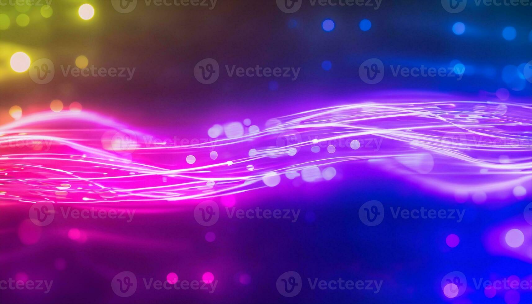 AI generated Abstract futuristic background with pink blue neon lines glowing in ultraviolet light, and bokeh lights. photo