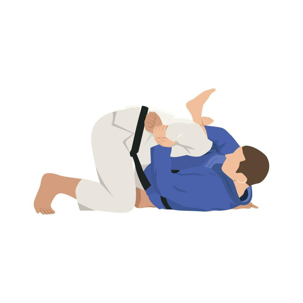 Two Brazilian Jiu Jitsu Athletes fighting choke. vector