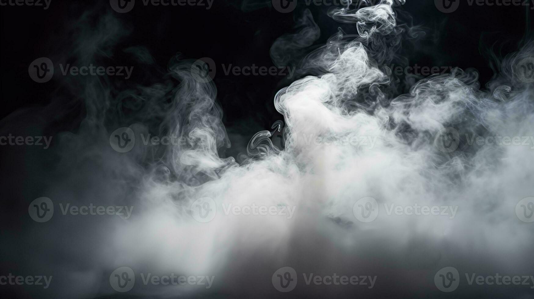 Black background with gray smoke a horror vibe, Generative AI. photo