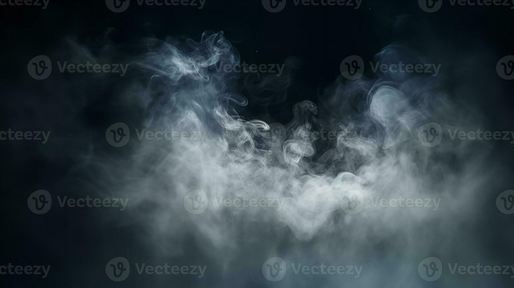 Black background with gray smoke a horror vibe, Generative AI. photo