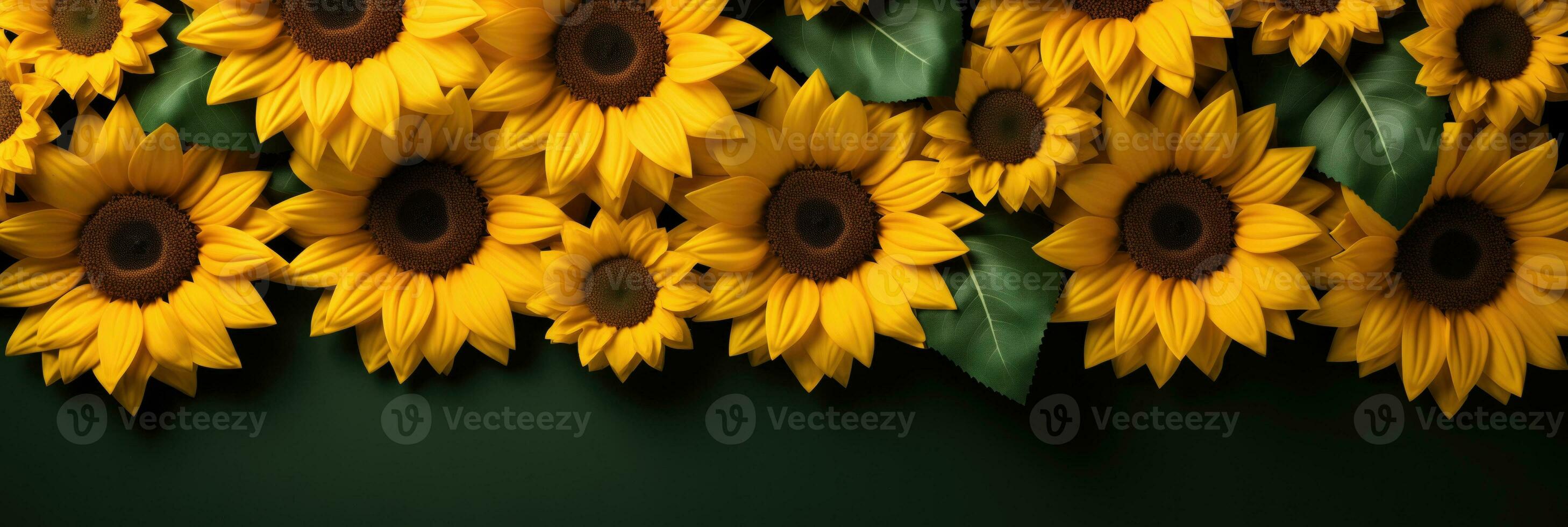 AI generated Radiant Golden Sunflower with Yellow and Green Hues St Valentines Day Themed Background photo