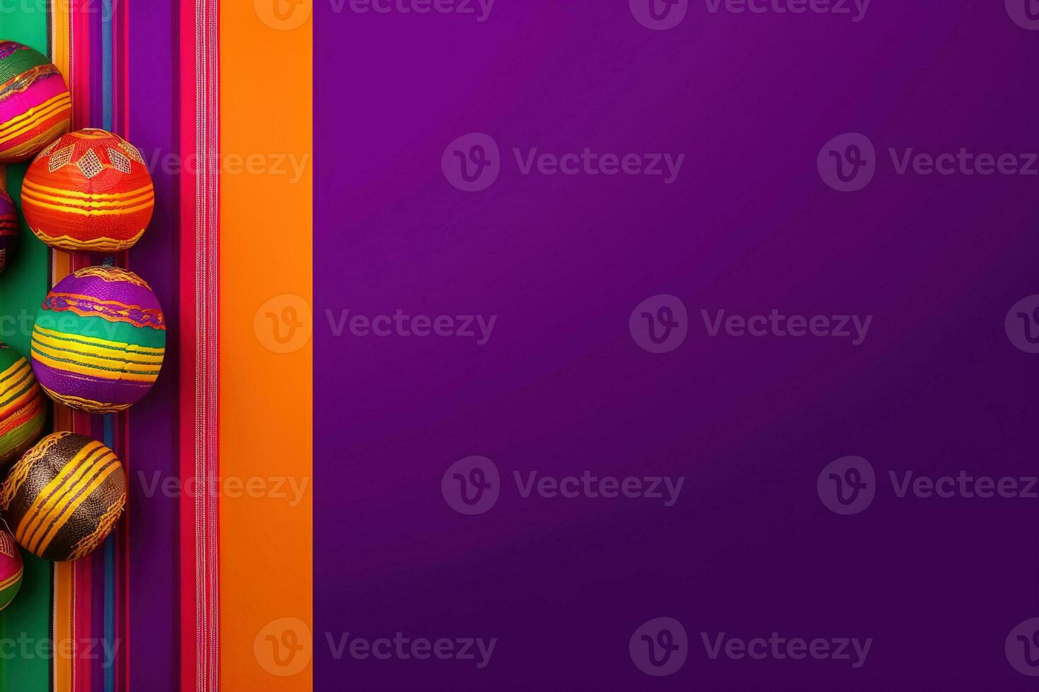 AI generated colorful easter eggs on a purple background photo