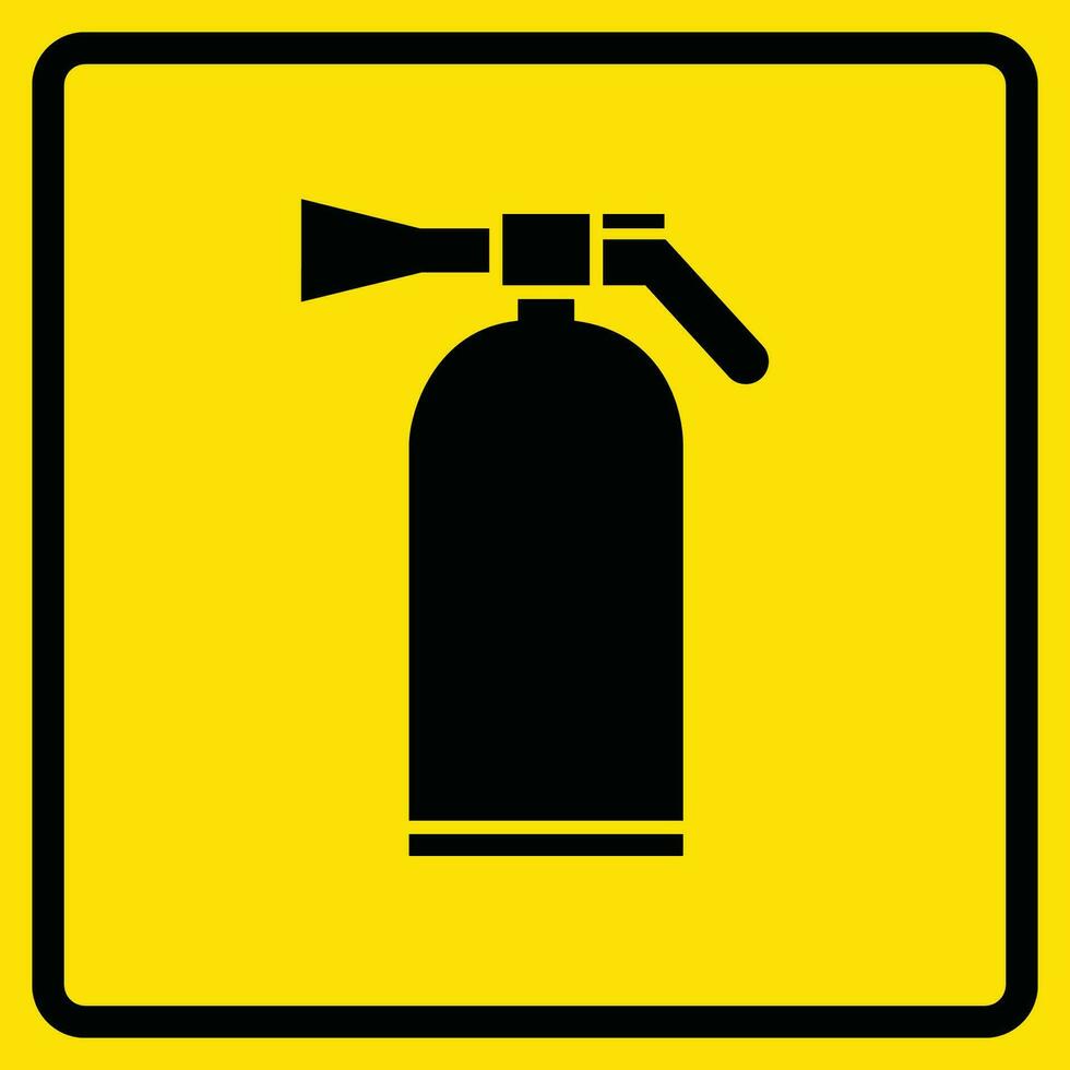 Fire Extinguisher Sign, Sticker With Yellow Background, For Print, Plot, Cut. vector