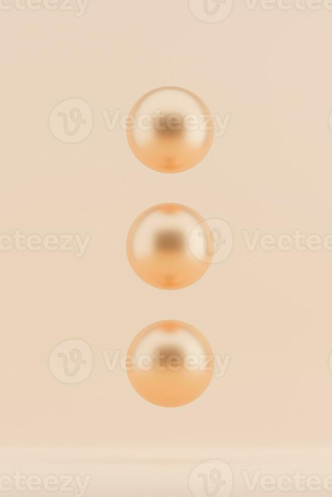 Minimalist metal spheres peach fuzz color of the year 2024 3d elements. photo