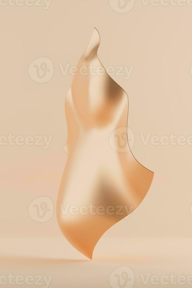 Minimal metal shape in peach fuzz color of the year 2024. 3d element. photo