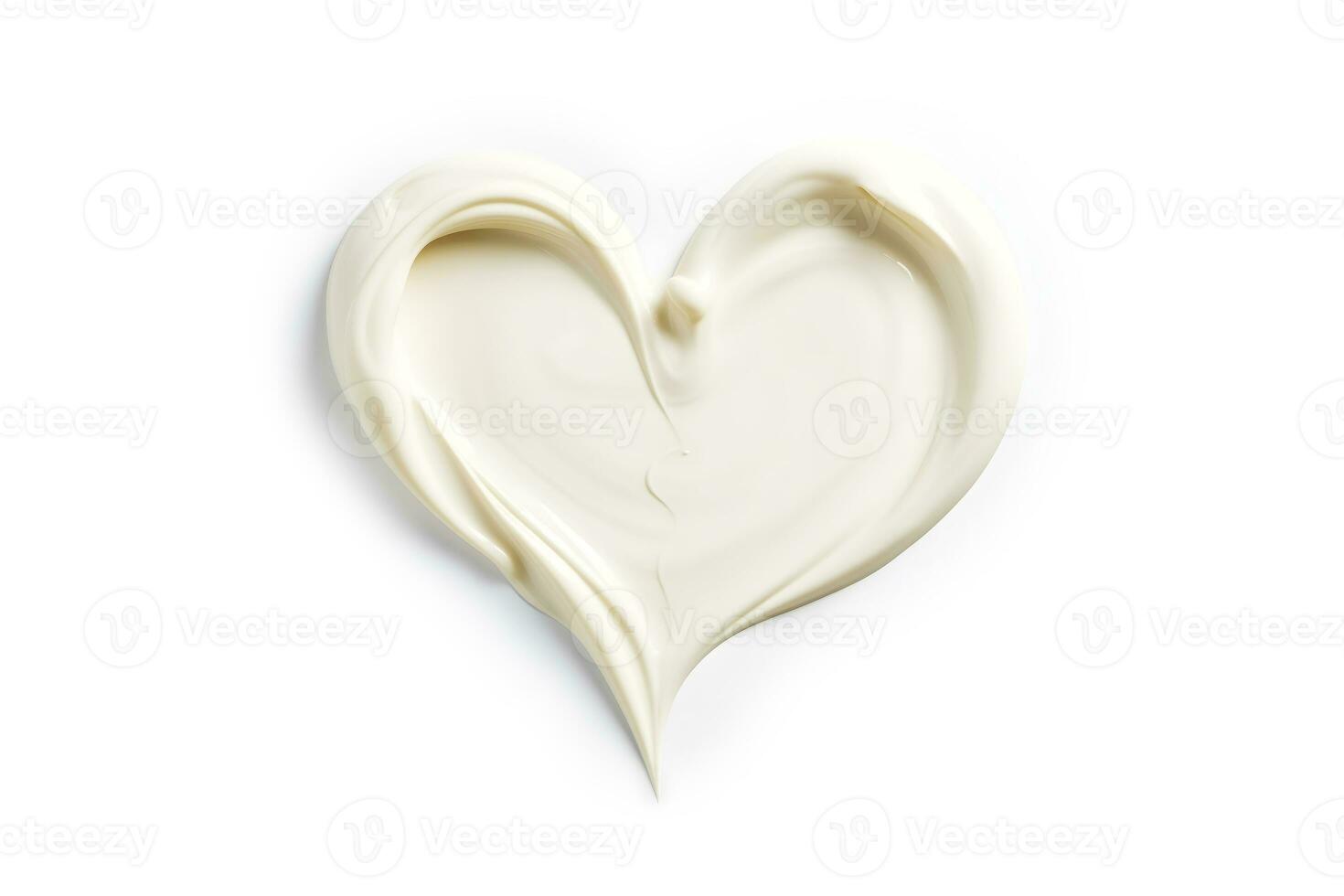 AI generated Hand cream smear in the shape of heart isolated on white background. AI generated photo