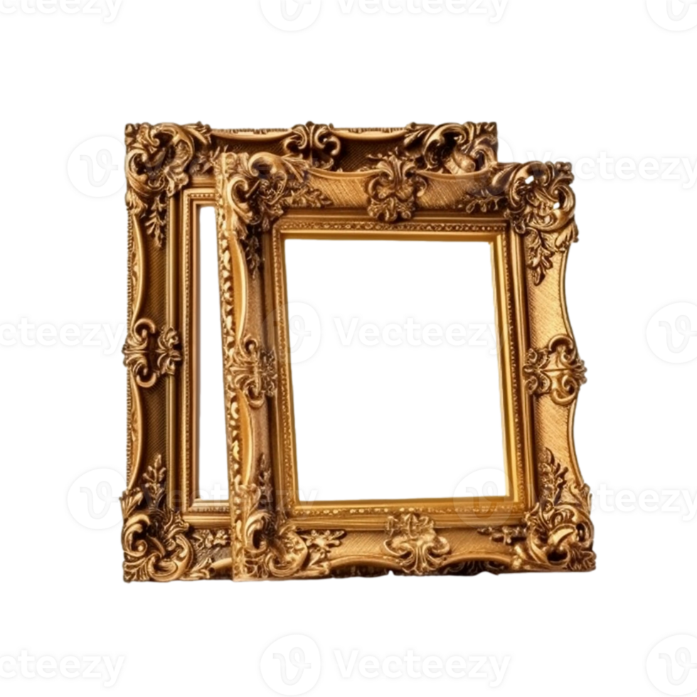 AI generated A Golden Picture Frames Shining on transparent  Background Created With Generative AI Technology png