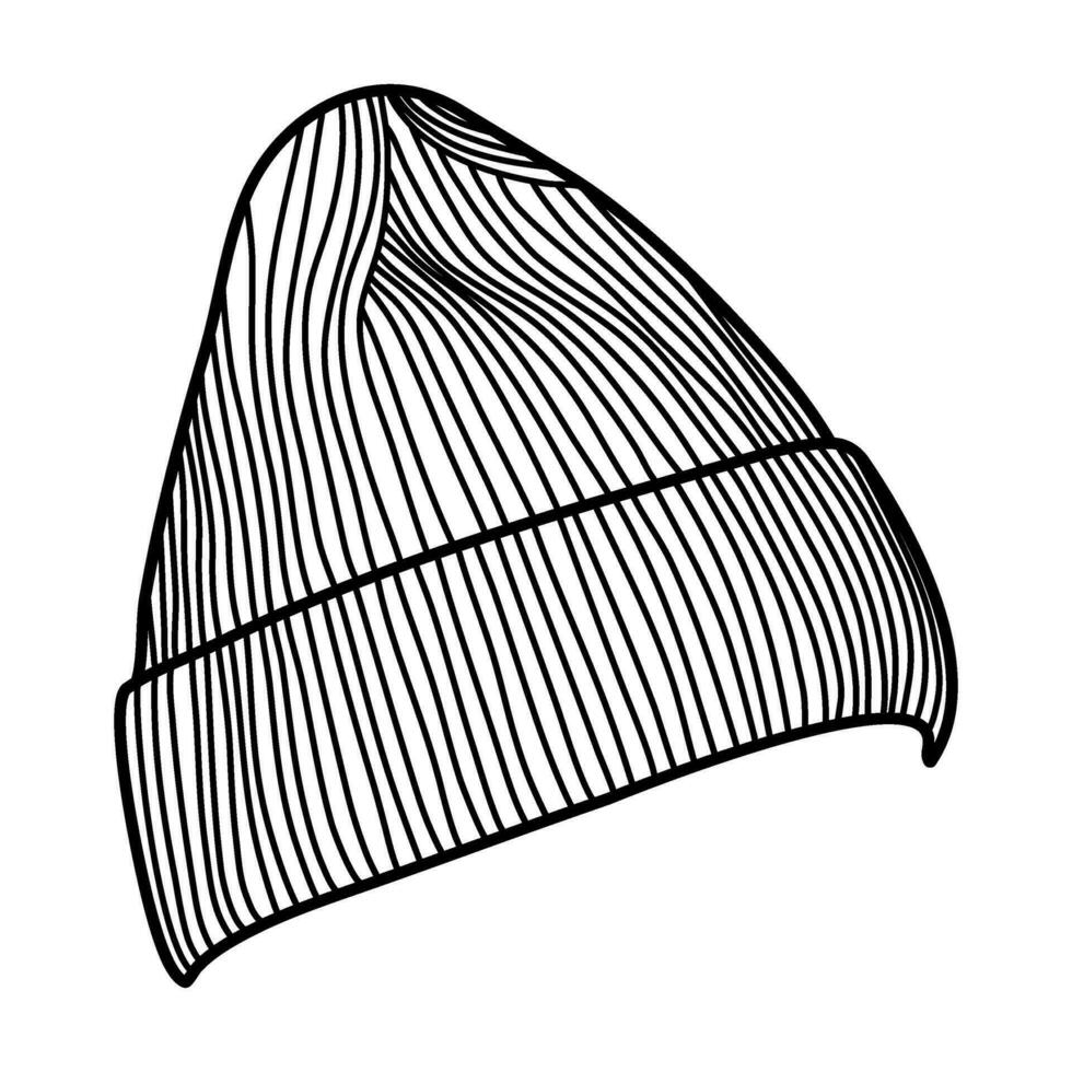 beanie hat line art vector illustration perfect for winter fall design themes