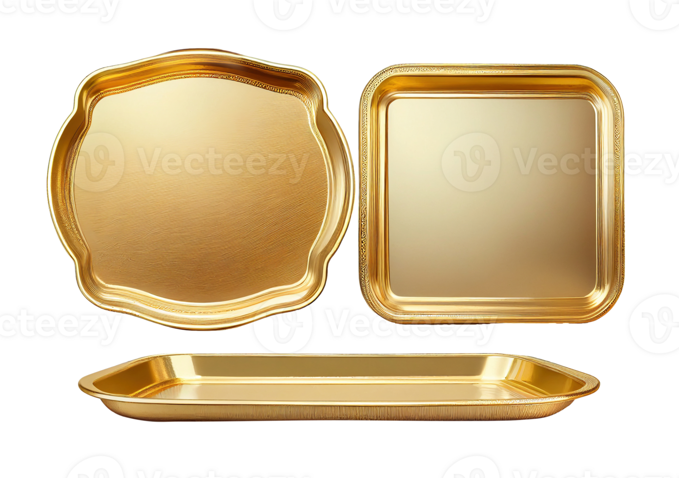 AI generated Golden tray set isolated on transparent background, created with generative AI png