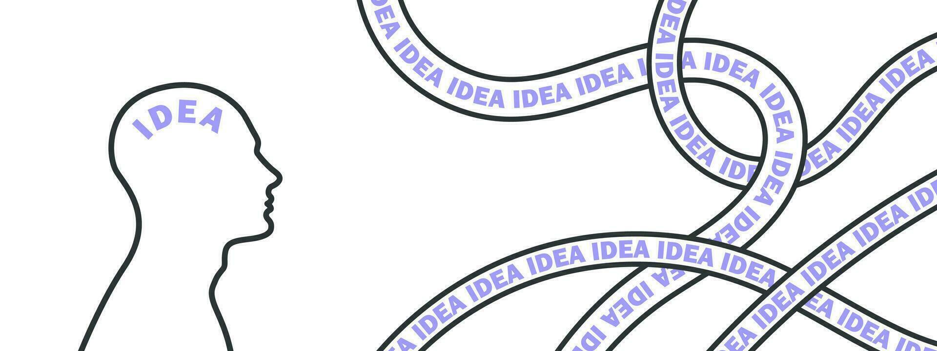 idea concepto. negocio idea. resumen imagen hombre silueta y cintas vector ilustración