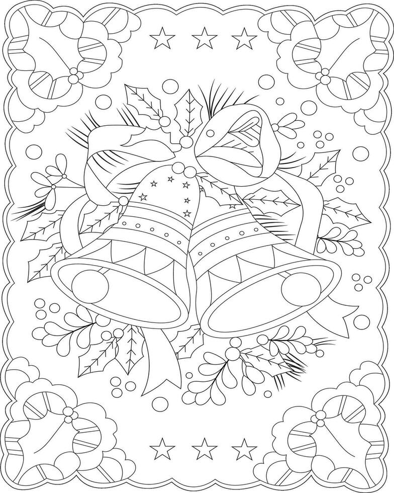 Christ Mas Coloring page for Adult's and Kid's vector