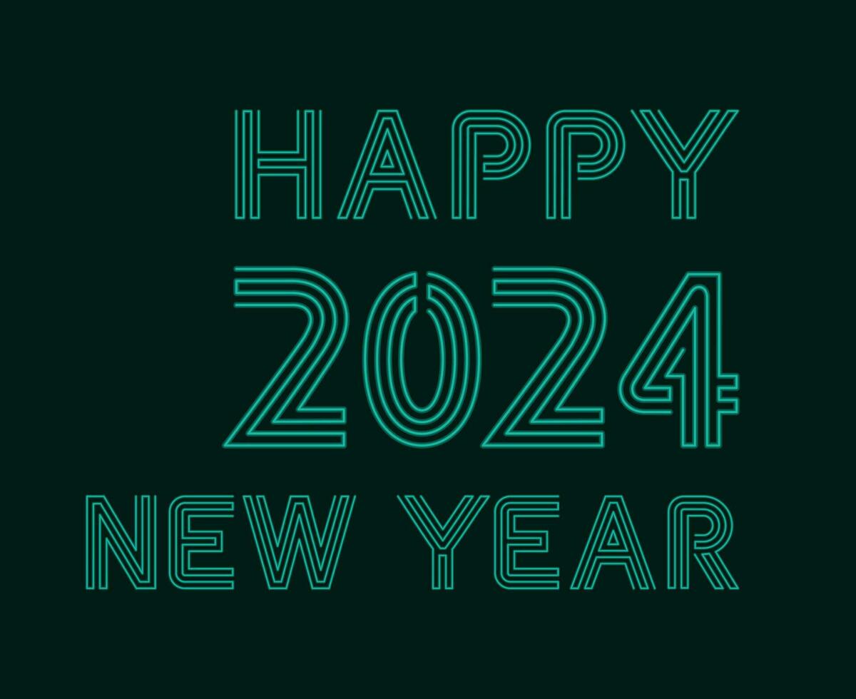 Happy New Year 2024 Abstract Green Graphic Design Vector Logo Symbol Illustration With Black Background