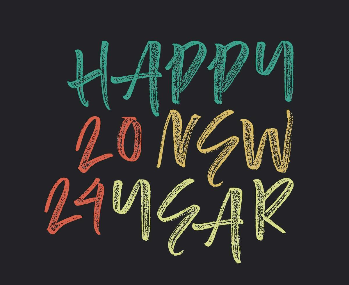 Happy New Year 2024 Abstract Multicolor Graphic Design Vector Logo Symbol Illustration With Black Background