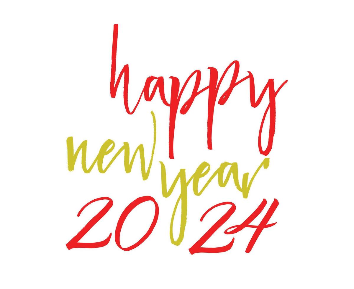 Happy New Year 2024 Abstract Orange And Green Graphic Design Vector Logo Symbol Illustration