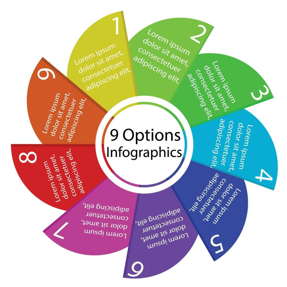 9 option or step circular infographic vector