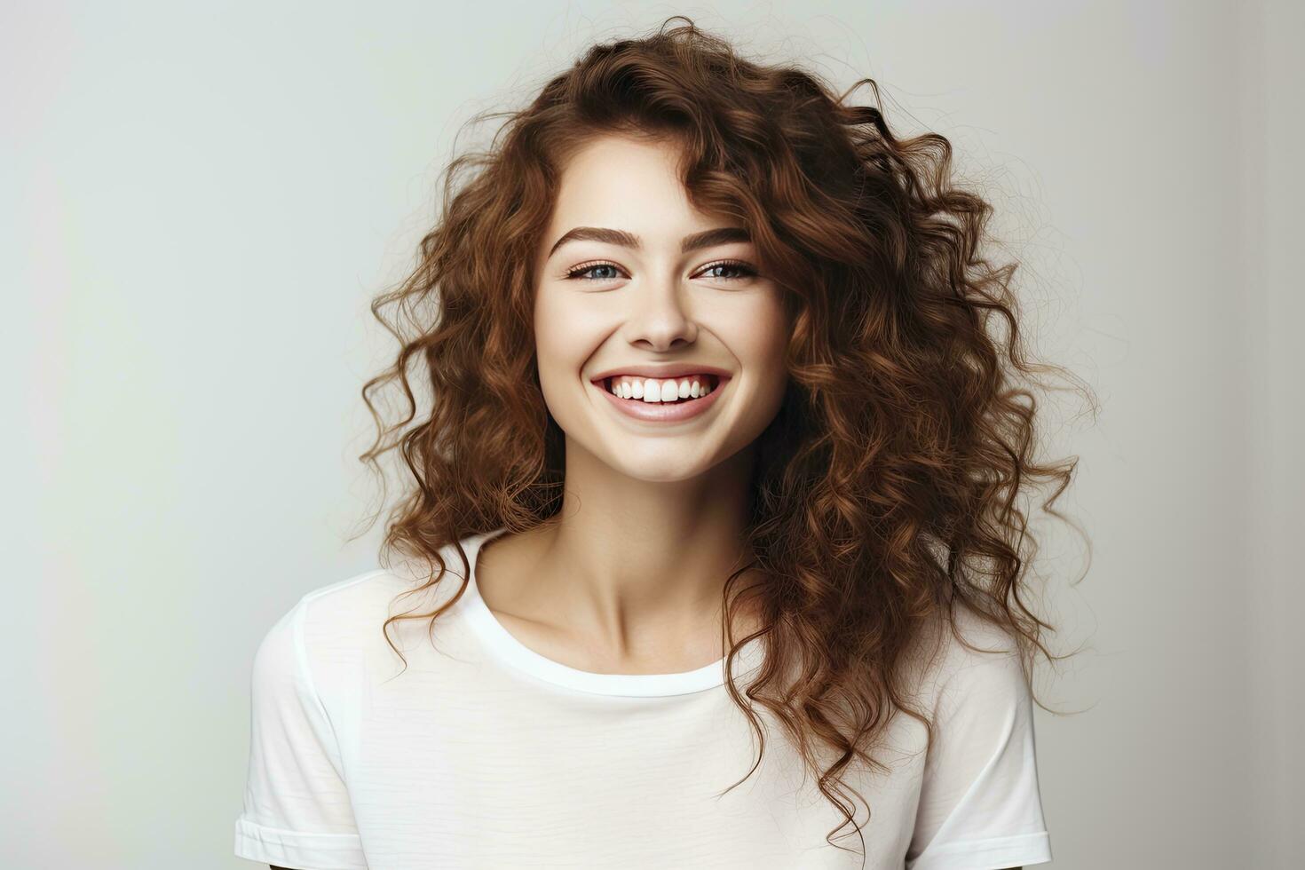 AI generated Cheerful smiley Young woman portrait photo