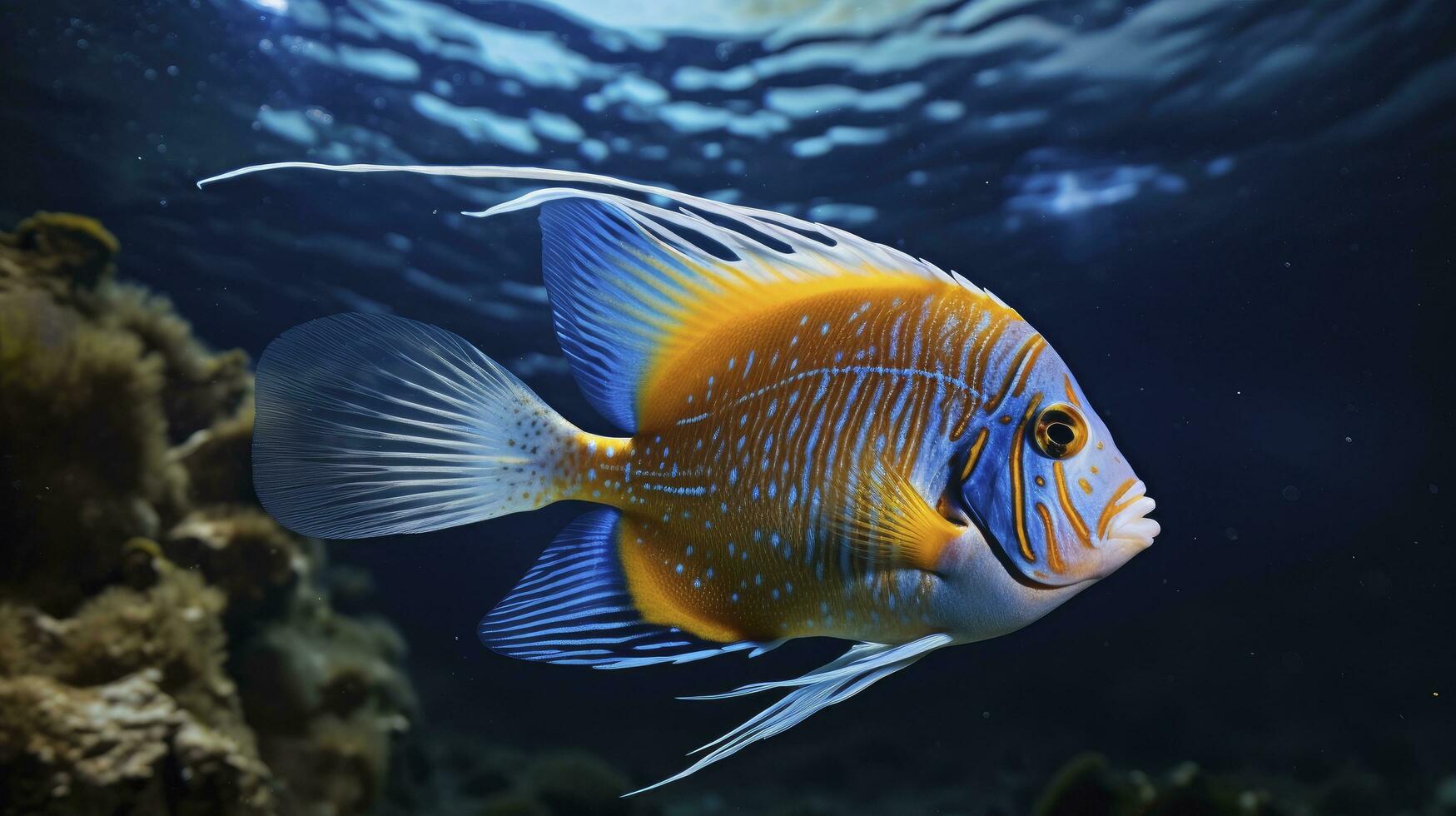 AI generated Colorful angel fish in the ocean photo