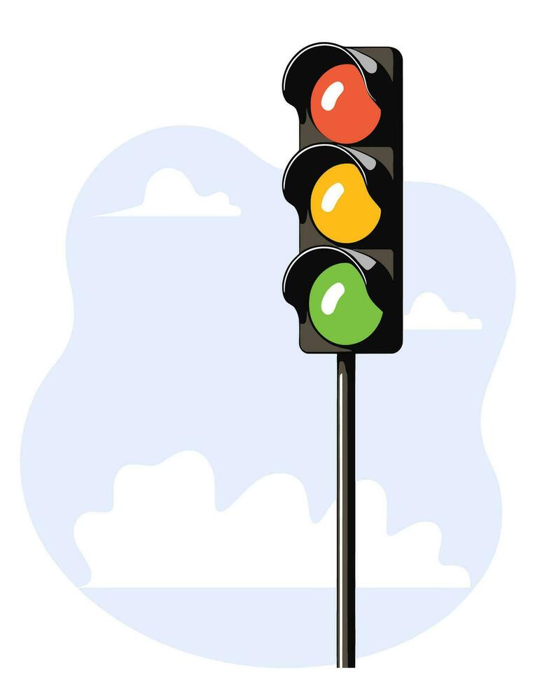 Traffic light, flat vector illustration.