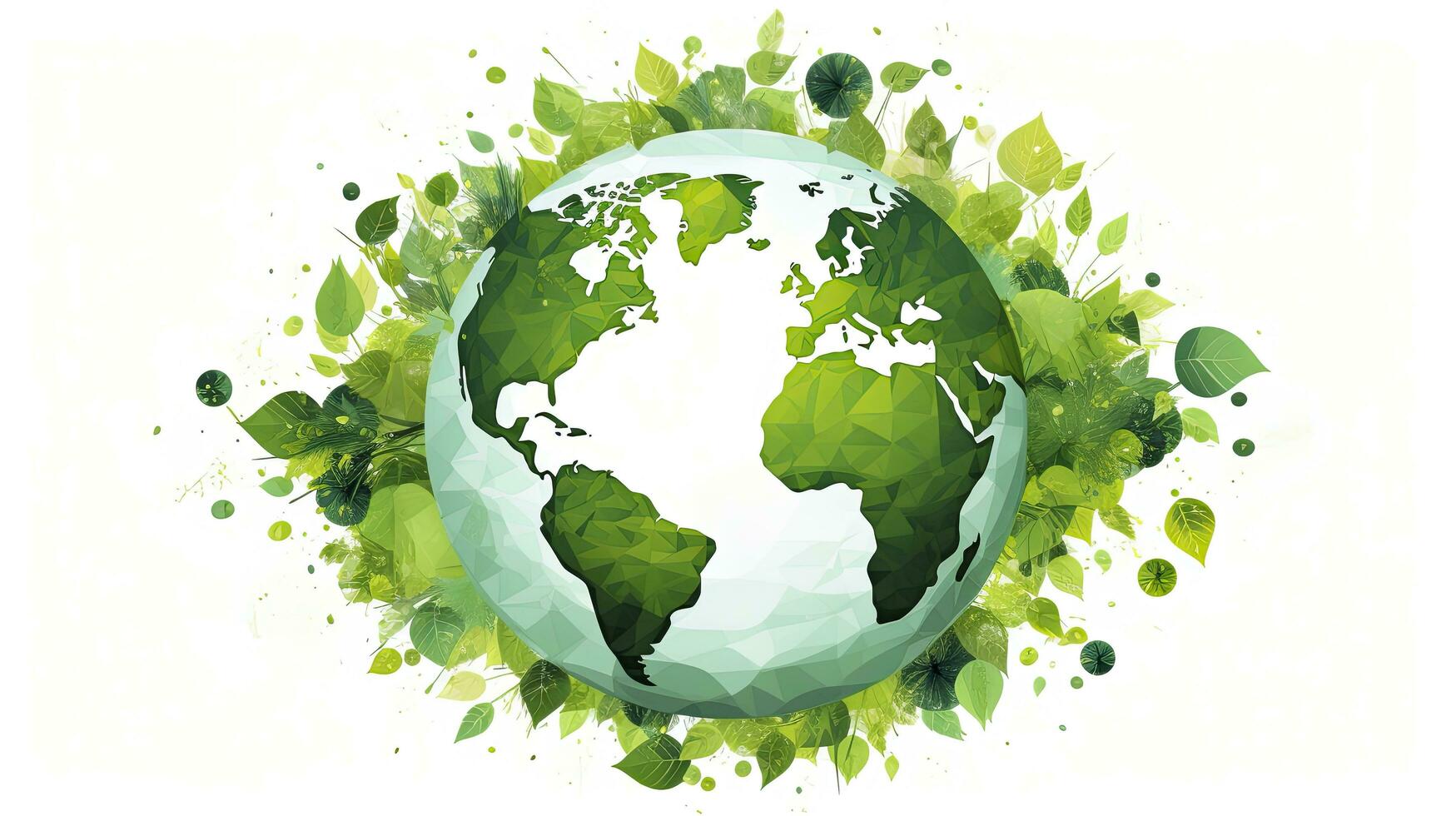 AI generated Earth day concept 3d Green Earth isolated on white background photo