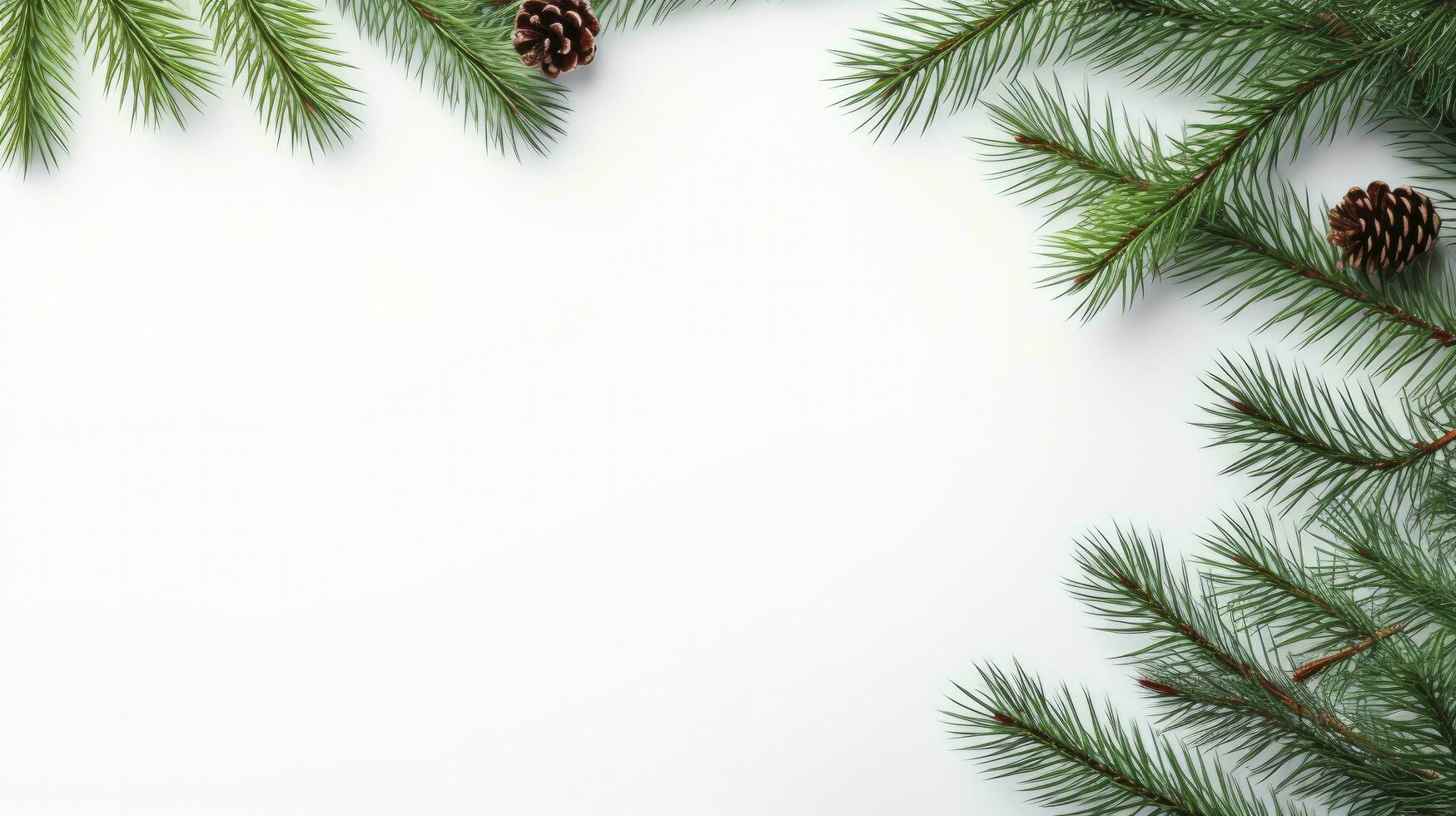 AI generated realistic pine branches christmas background photo