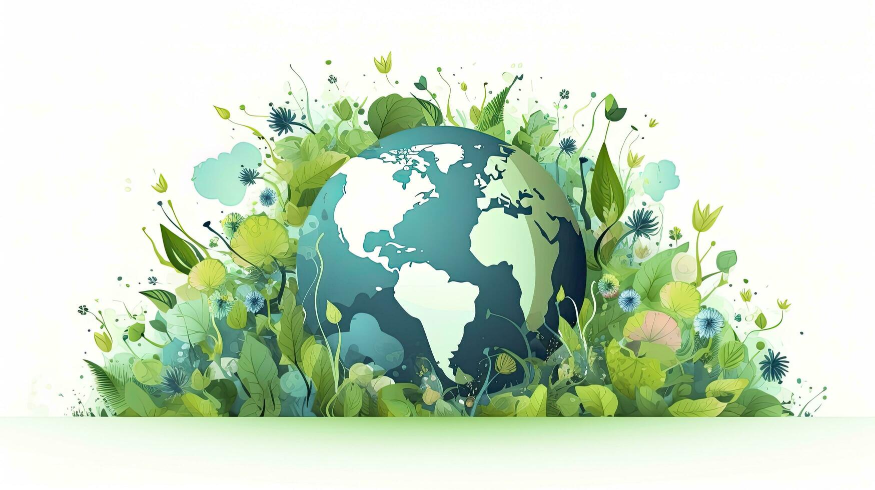 AI generated Earth day concept 3d Green Earth isolated on white background photo