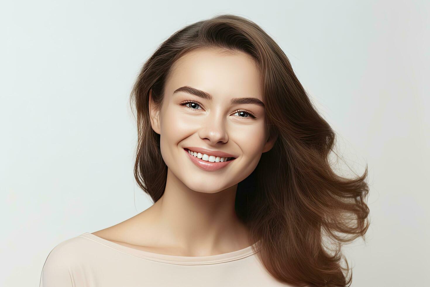 AI generated Cheerful smiley Young woman portrait photo