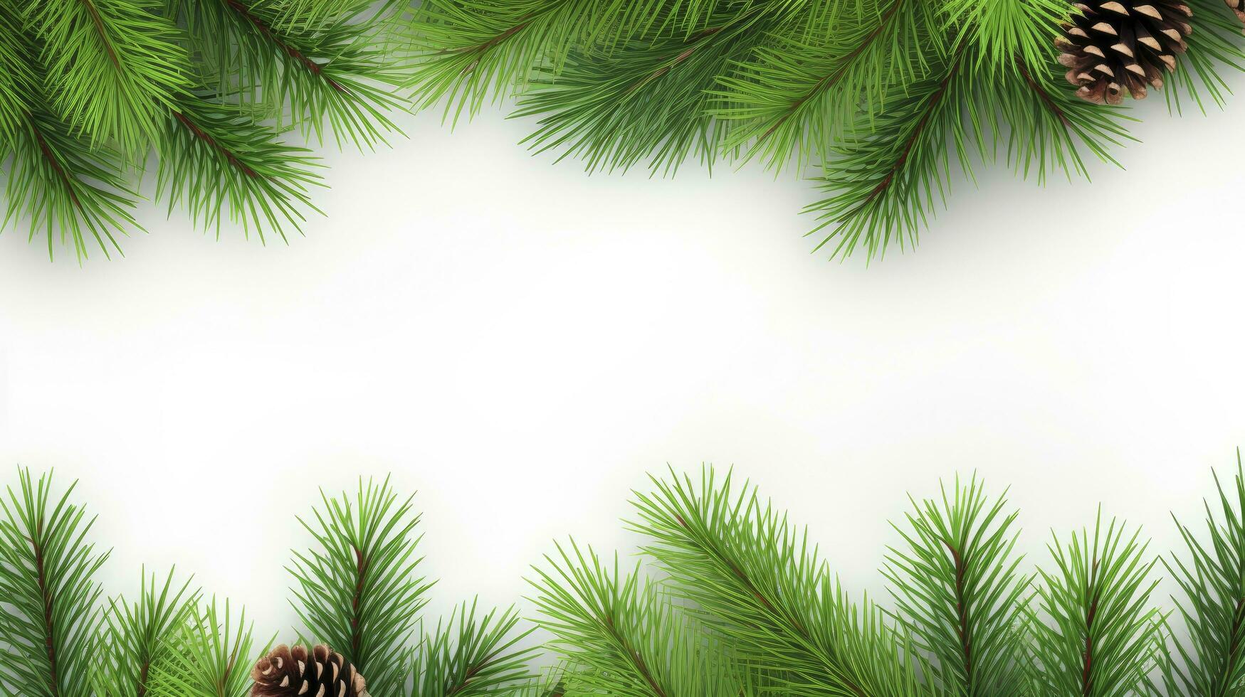 AI generated realistic pine branches christmas background photo