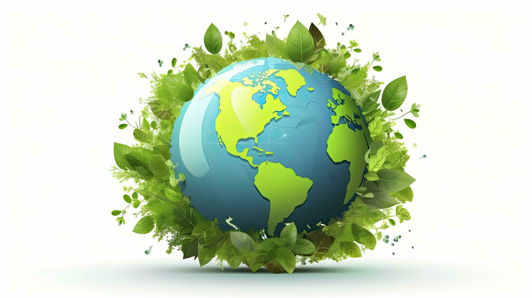 AI generated Earth day concept 3d Green Earth isolated on white background photo