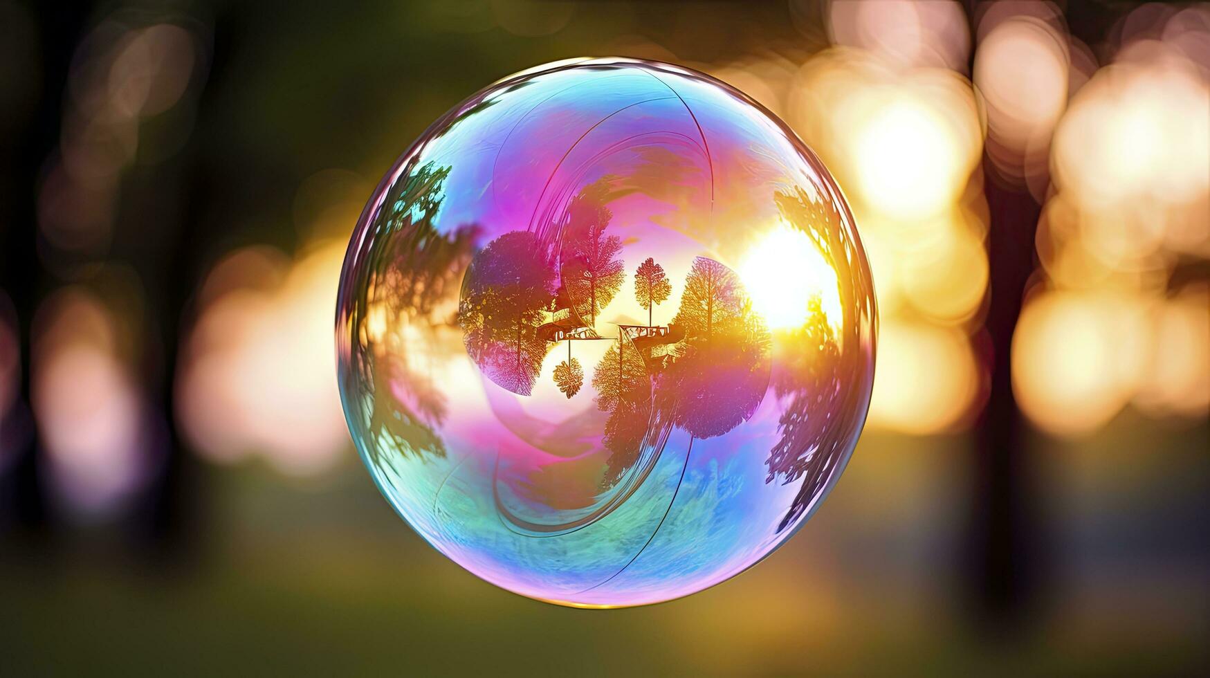 AI generated Bubble with beautiful bokeh background photo