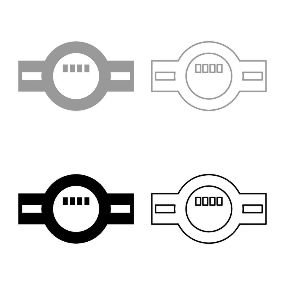 Water meter measuring sanitary equipment set icon grey black color vector illustration image solid fill outline contour line thin flat style
