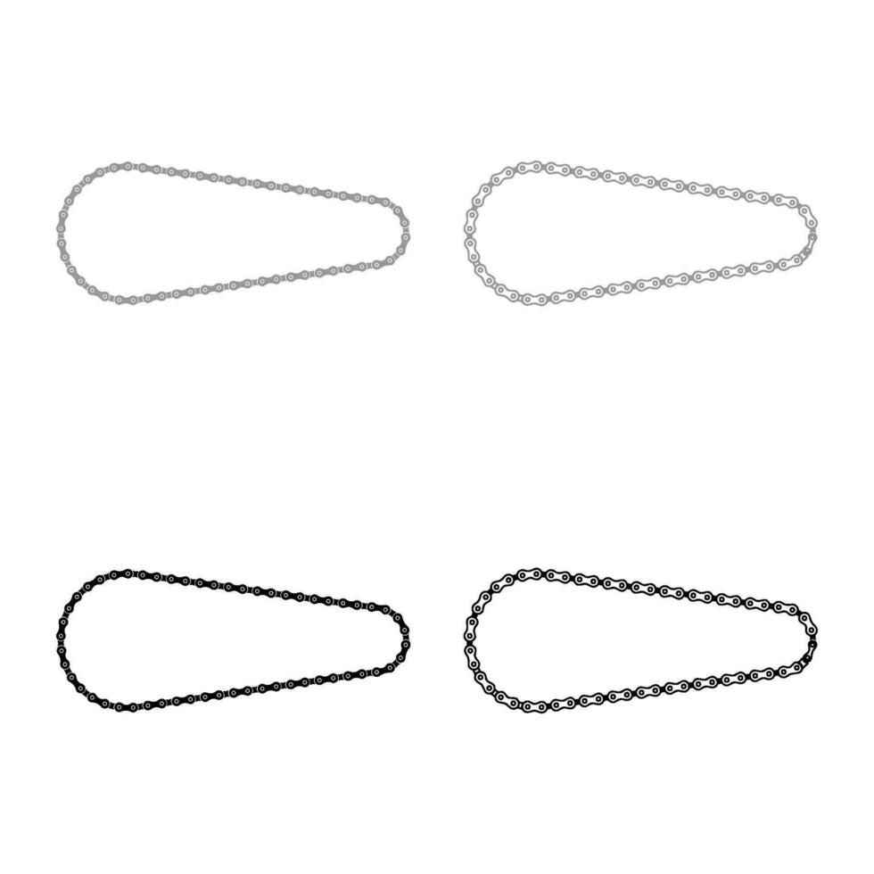 Chain bicycle bike motorcycle element set icon grey black color vector illustration image solid fill outline contour line thin flat style