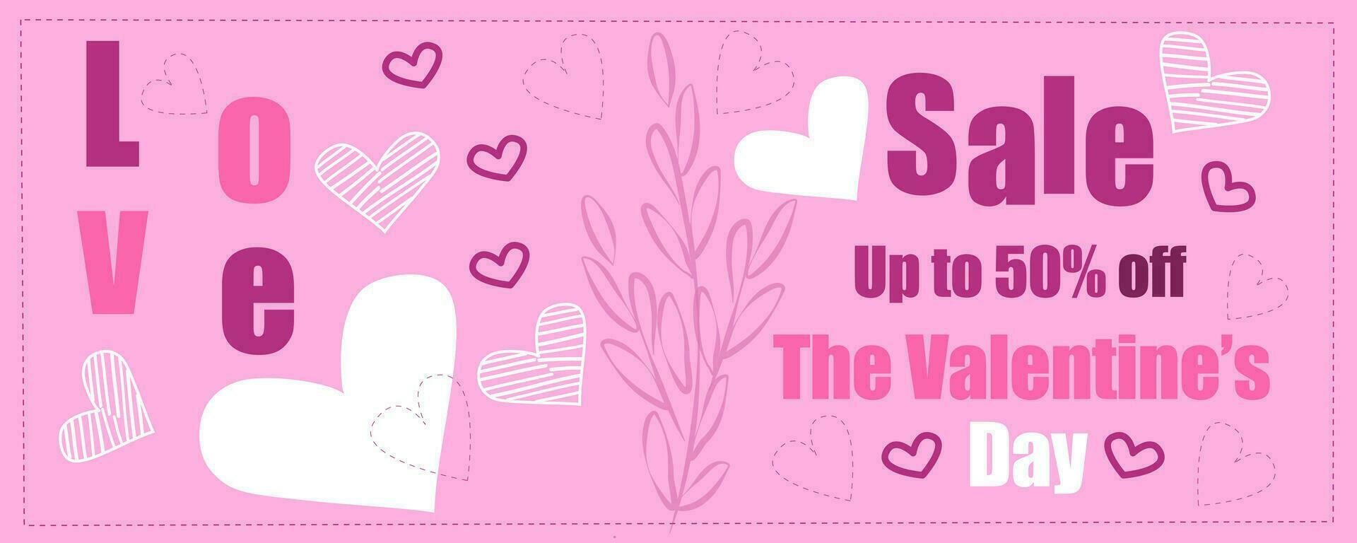 vector banner for Sale ,design for valentines, love day,pink color with hearts