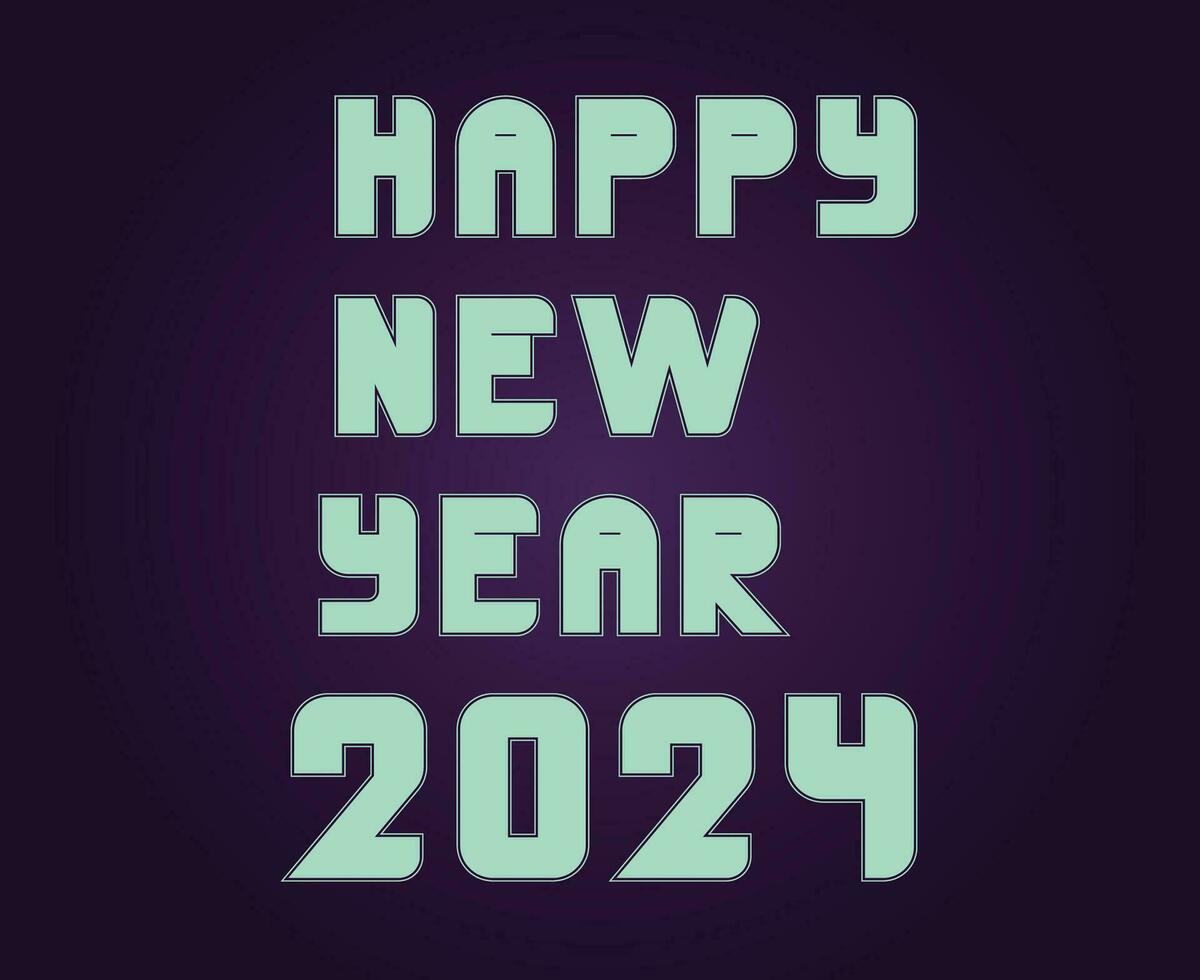 Happy New Year 2024 Abstract Cyan Graphic Design Vector Logo Symbol Illustration With Purple Background