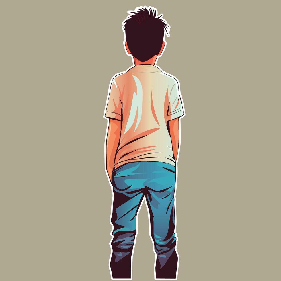 Back view of boy vector