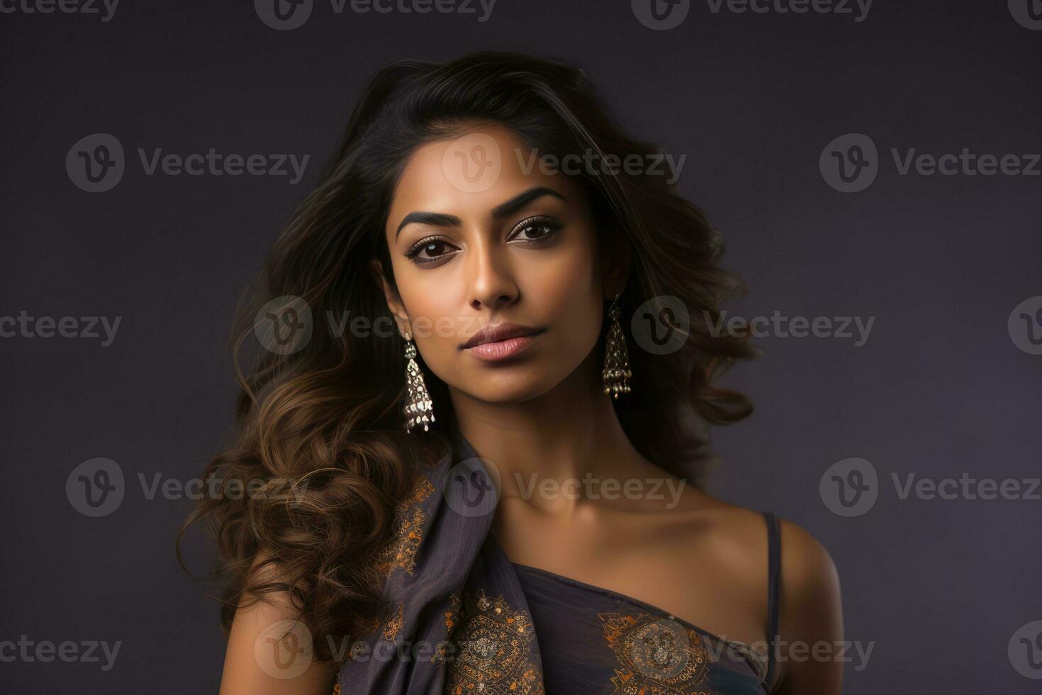 AI generated Elegant Indian Woman in Traditional Clothing photo