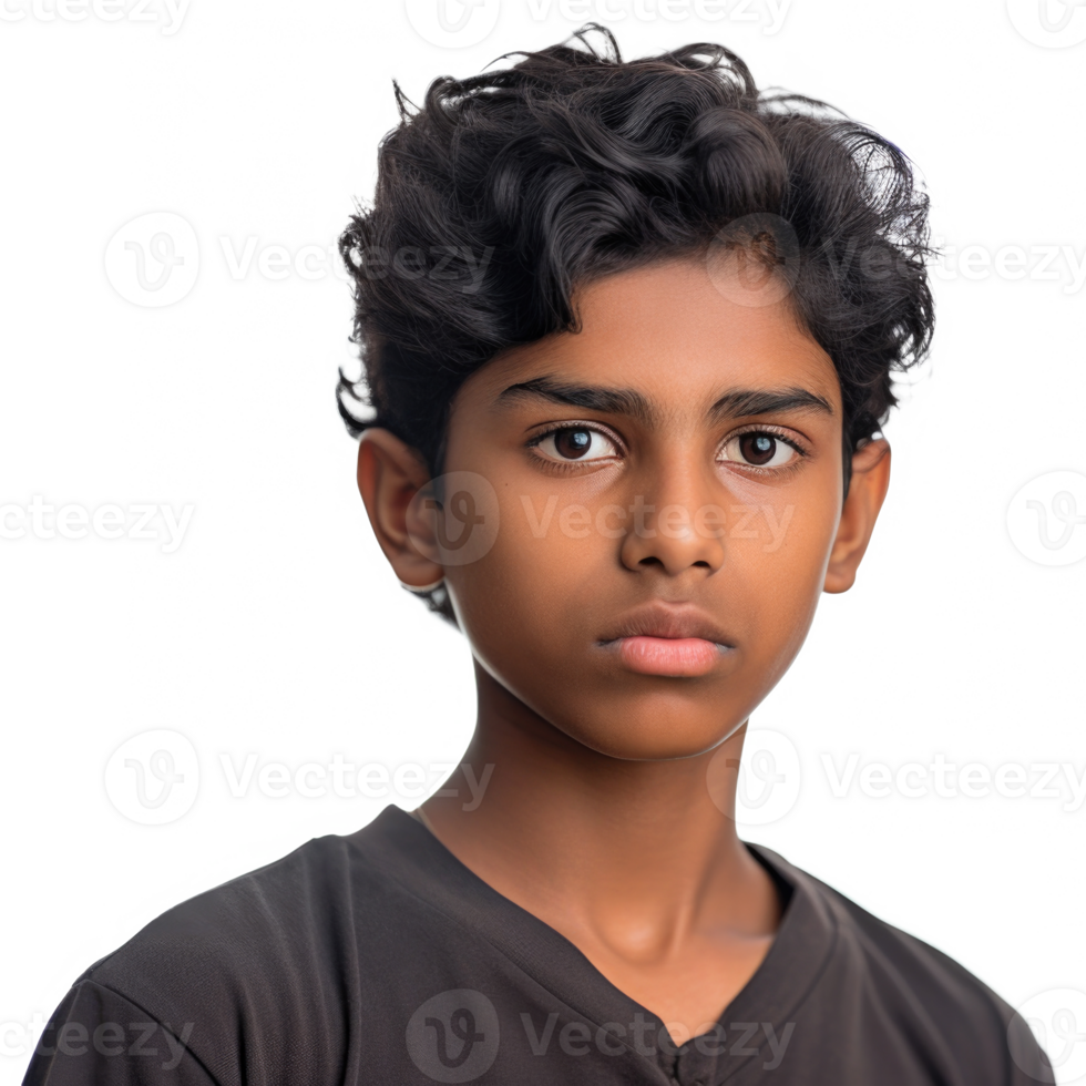 AI generated Tamil boy isolated on transparent background. Portrait of pakistani teenager png