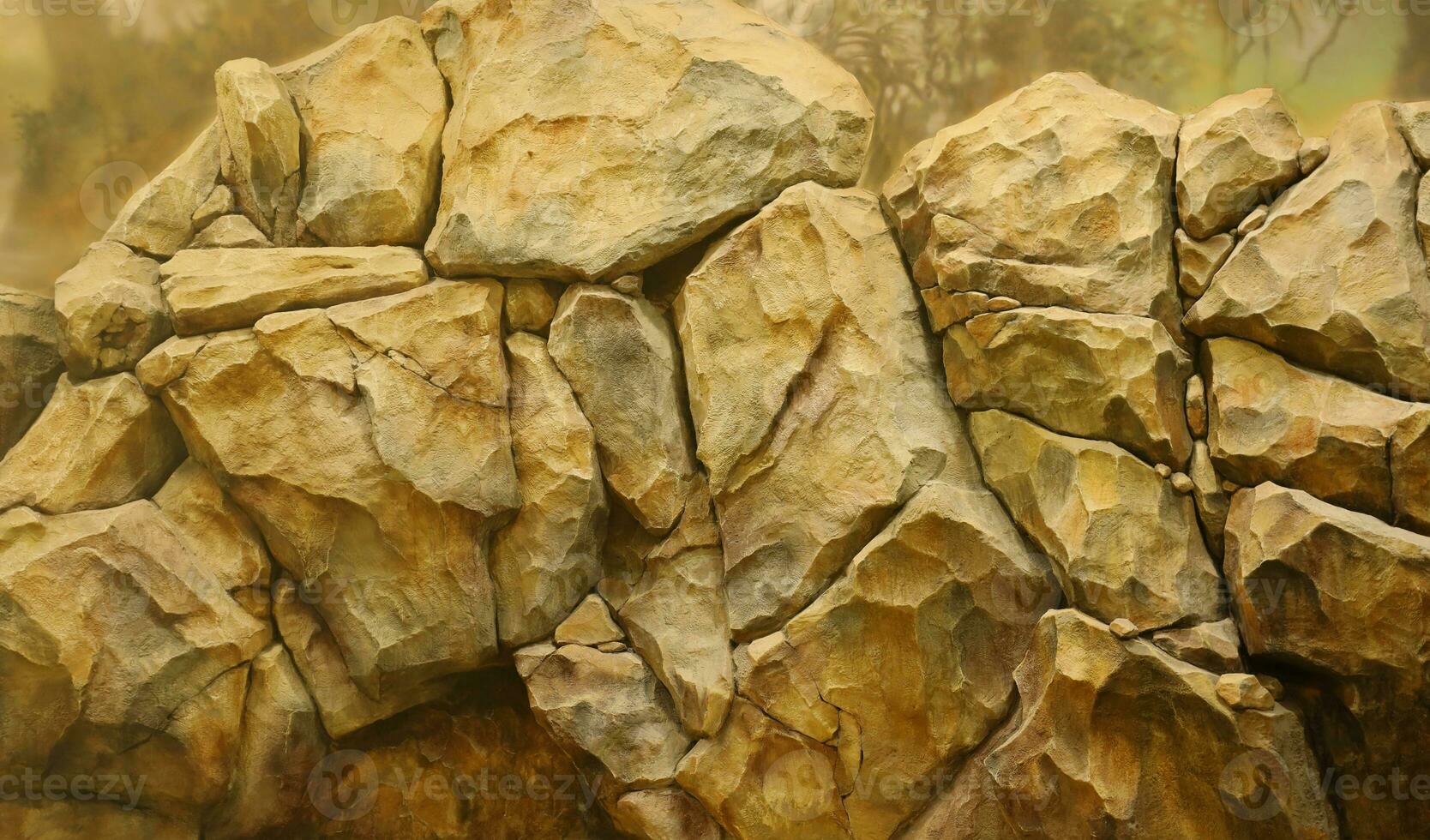Light coarse natural rock stone background. Mining cliff rough front surface. Big limestone stack backdrop. Heavy grunge damaged granite block texture photo