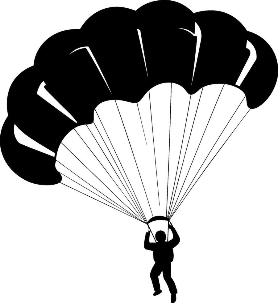 parapente es volador en un paracaídas. fortalece un persona. extremo deporte. aislado vector en blanco antecedentes. ai generado ilustración.