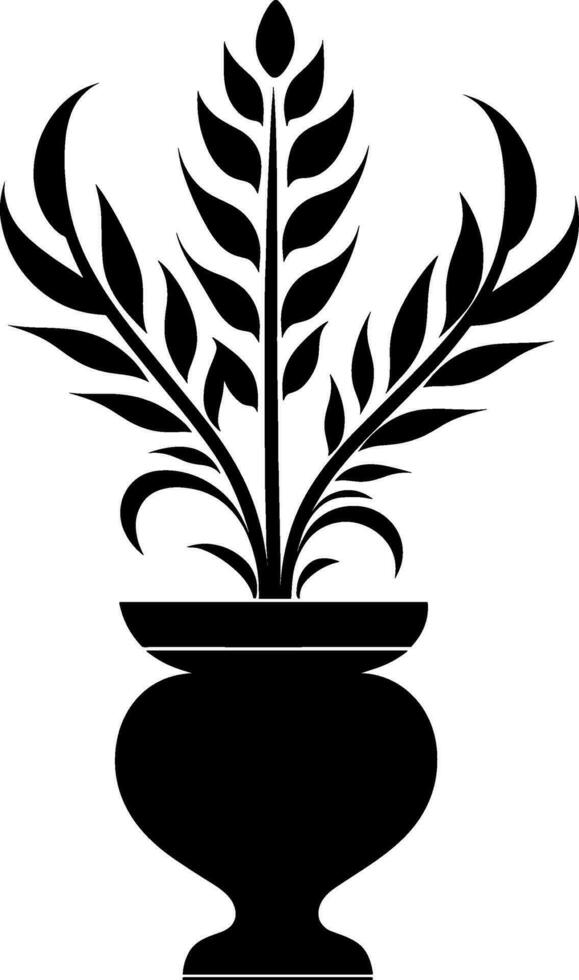 Potted plant silhouette isolated. A plant in a pot silhouette vector. AI generated illustration. vector