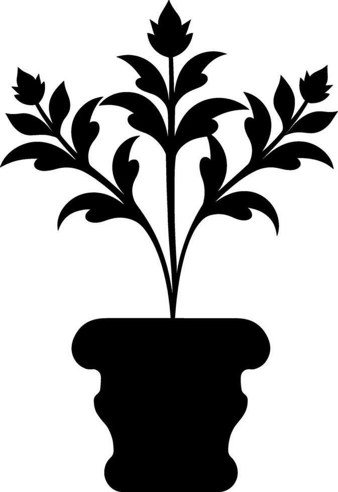 Potted plant silhouette isolated. A plant in a pot silhouette vector. AI generated illustration. vector