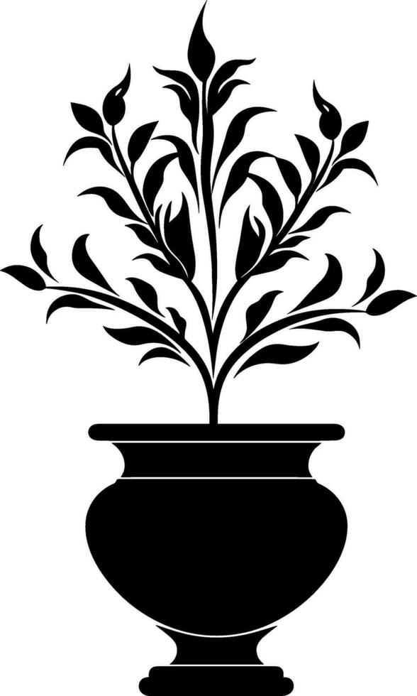 Potted plant silhouette isolated. A plant in a pot silhouette vector. AI generated illustration. vector