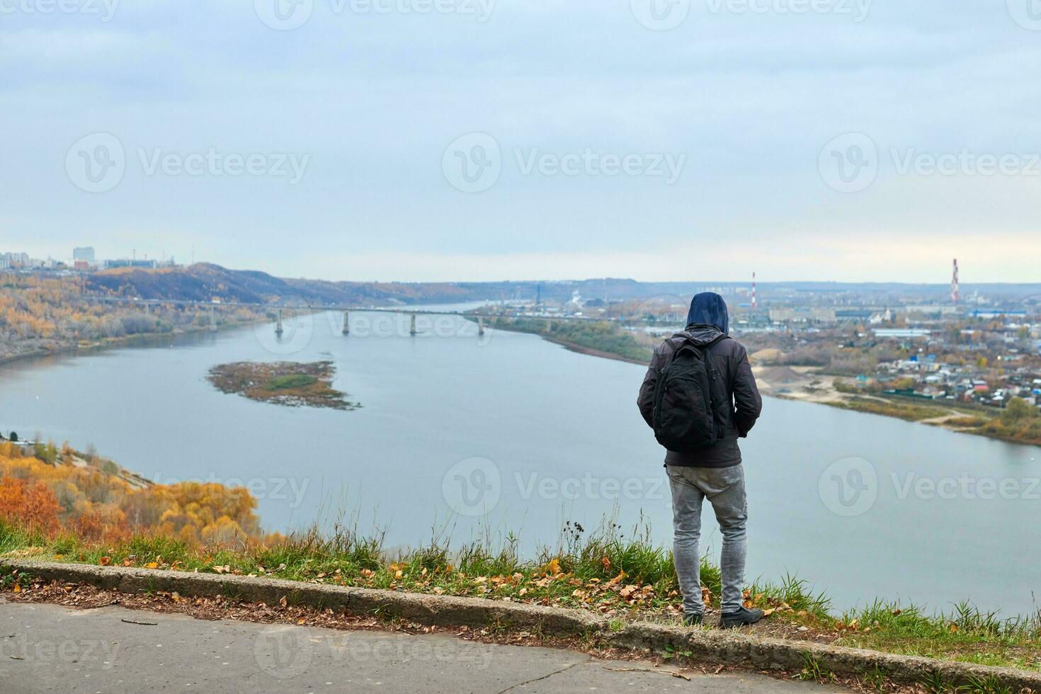 Self-reflection of young man. Introspection concept. photo