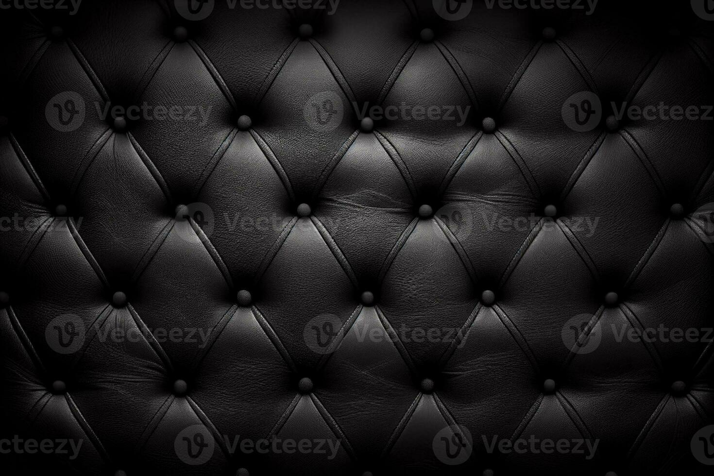 AI generated Close-up of tufted black leather texture. Concept of luxury design. photo