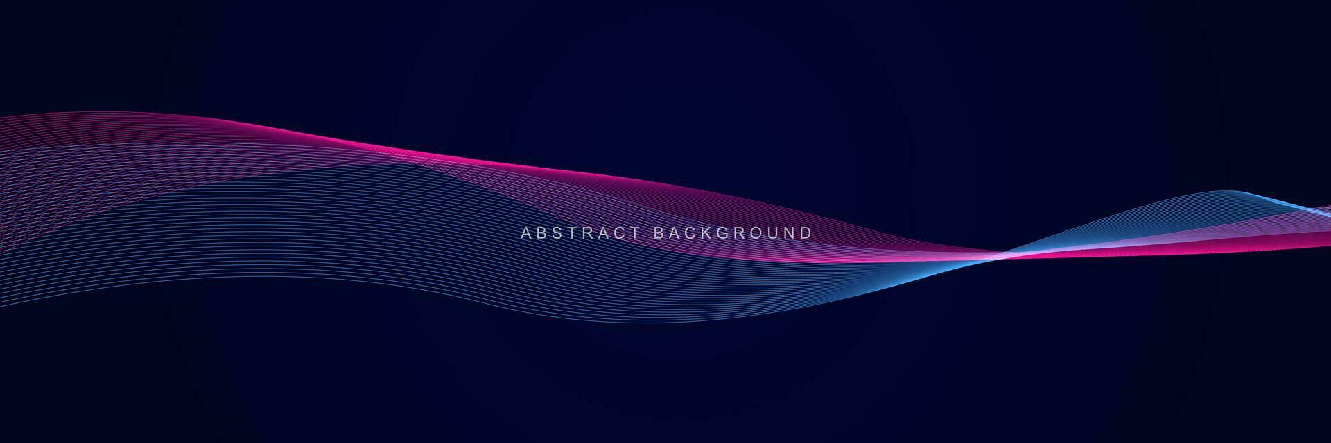 Dark Blue abstract background with glowing waves. Shiny lines design element. Modern pink blue gradient flowing wave lines. Futuristic technology concept. Vector illustration