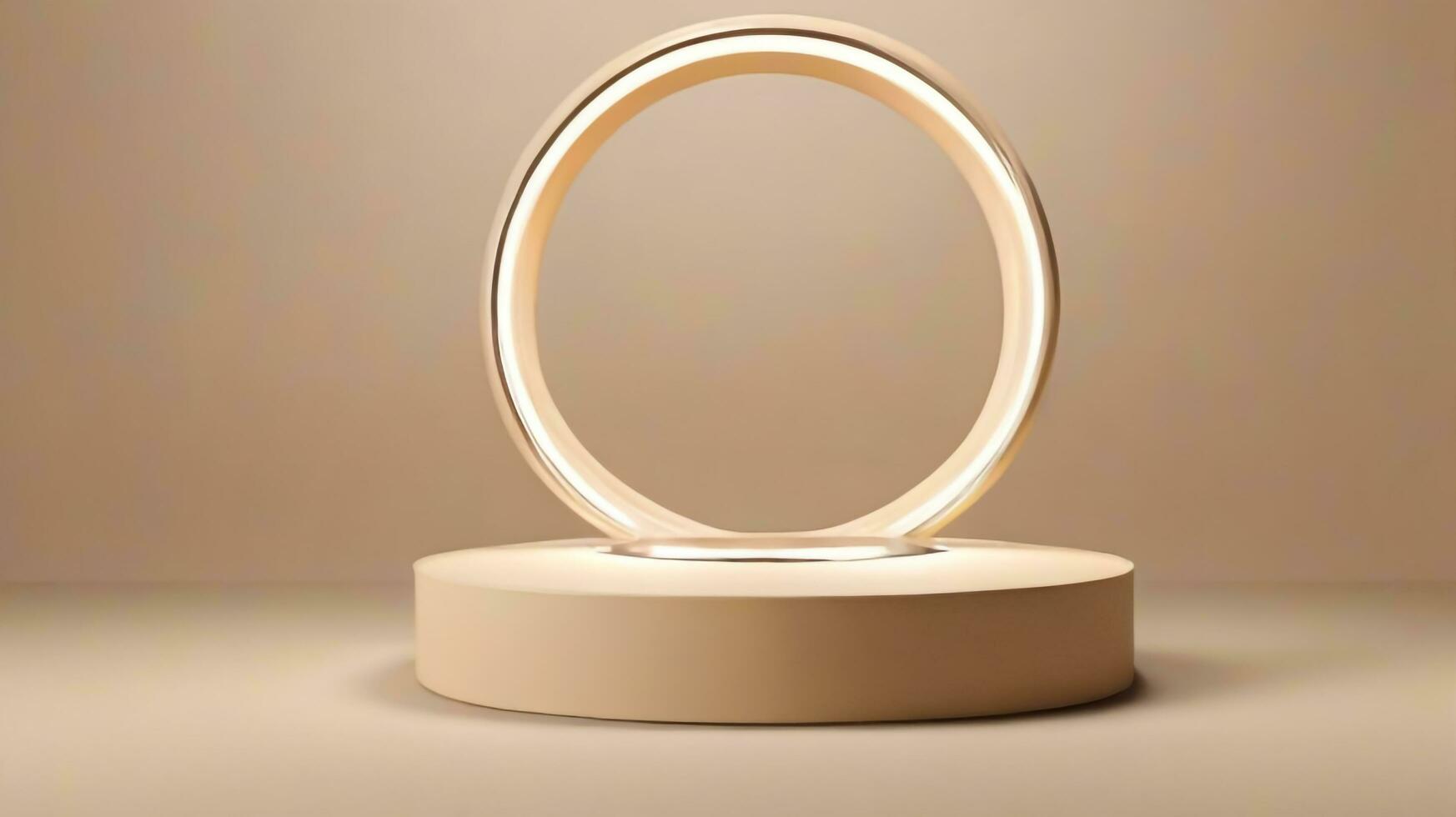 AI generated Beige LED Podium and Ring Shine Stunning 3D photo