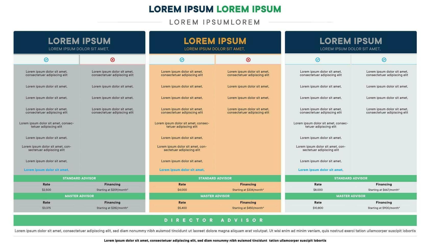 Pricing Plan Table vector