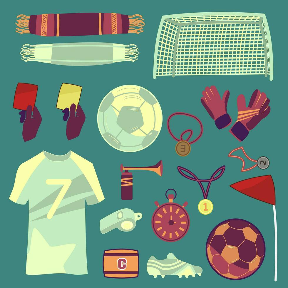 football soccer objects vector collection